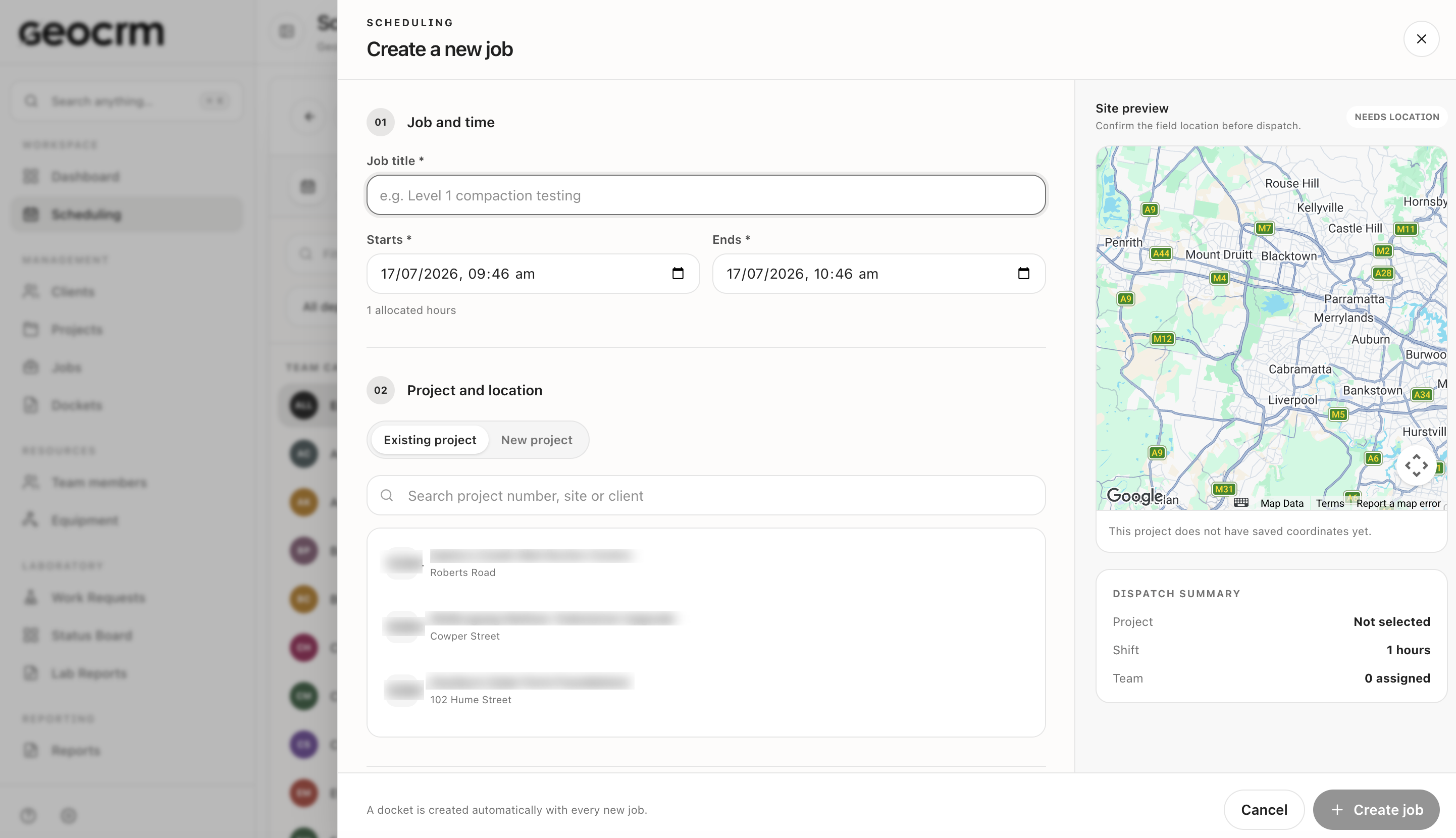 Carry project and location context into every booking